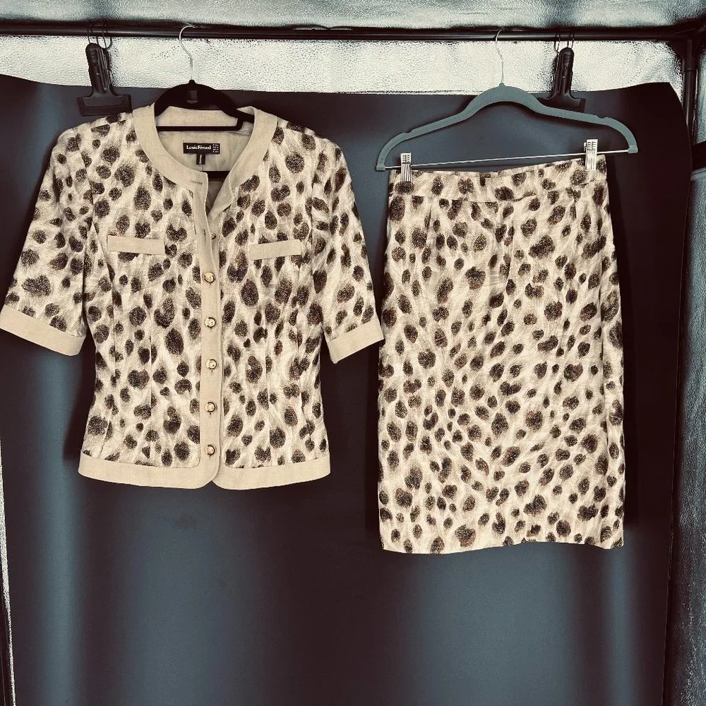Louis Feraud Cheetah Skirt Set